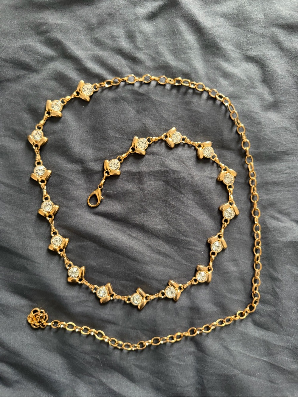 Gold Crystal Accent Women's Belt - Elegant Chain Style
